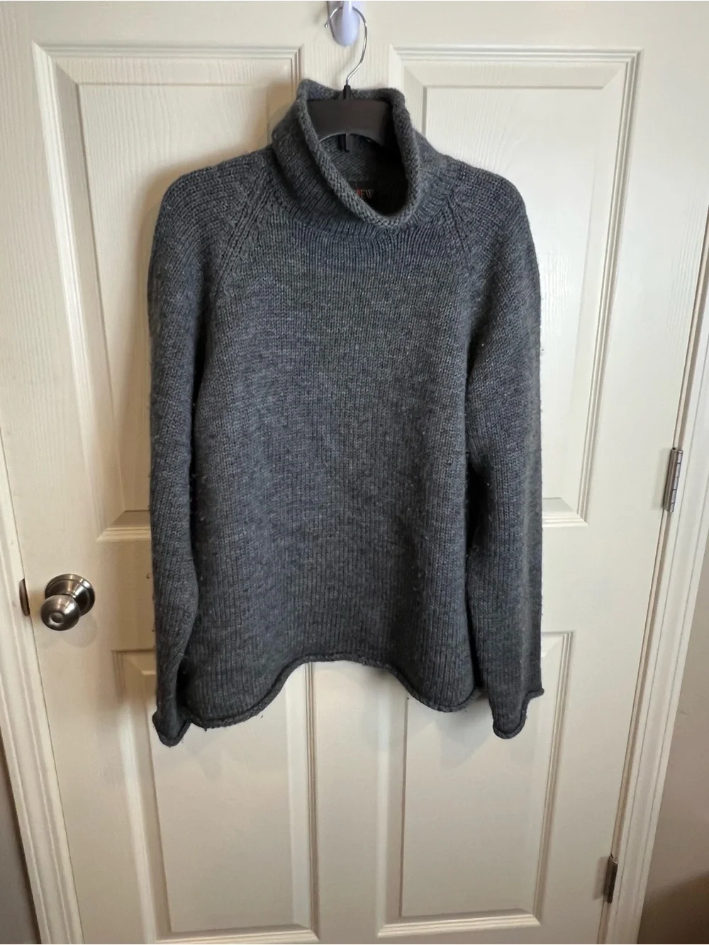 Vintage J Crew Oarsman roll neck wool sweater Heather grey large